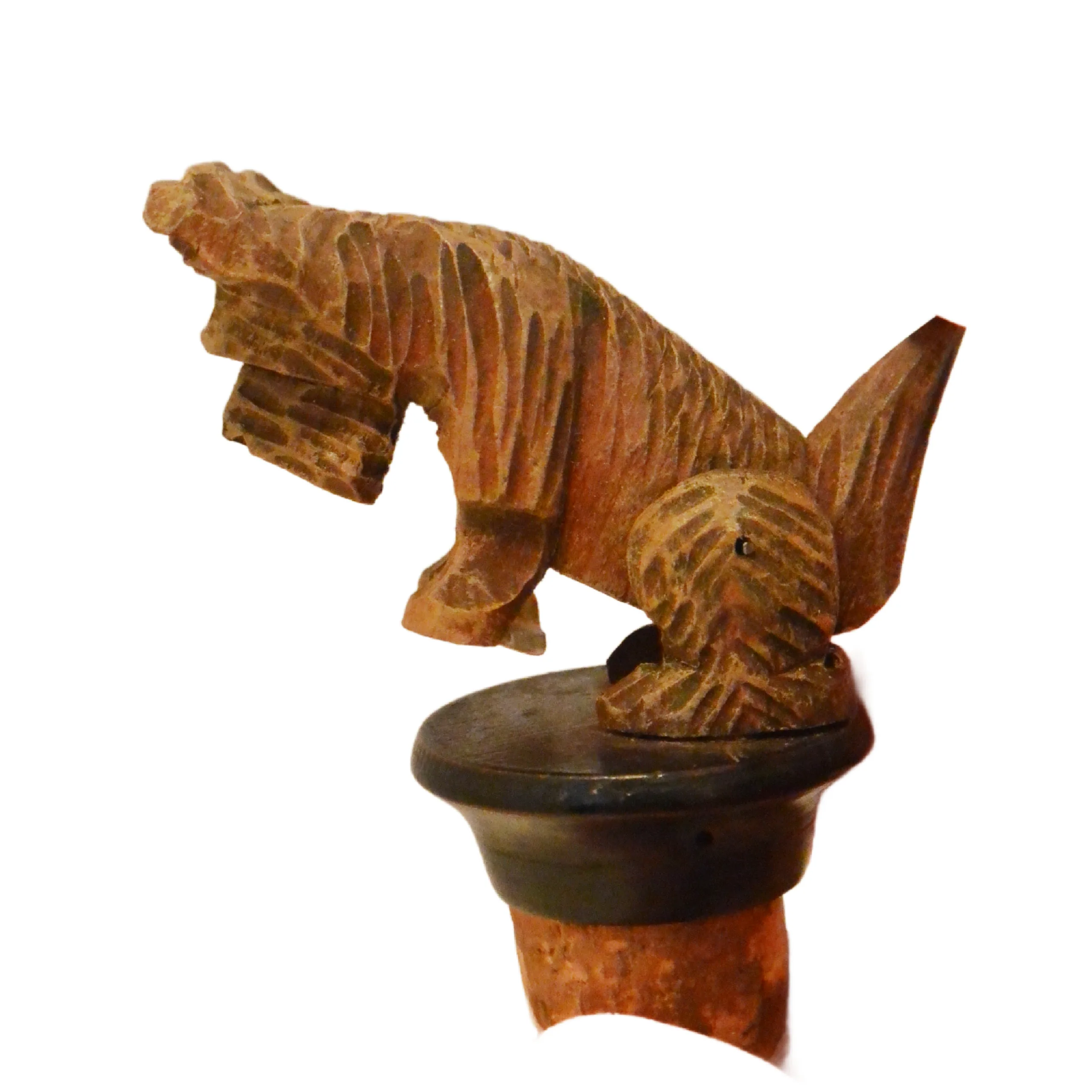 Antique Italian ANRI Hand-Carved Wood Terrier - Mechanical Movement Bottle Stopper - Image 8