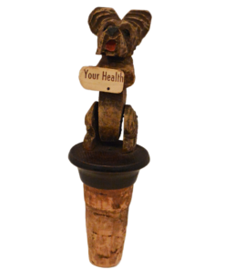 Antique Italian ANRI Hand-Carved Wood Terrier - Mechanical Movement Bottle Stopper
