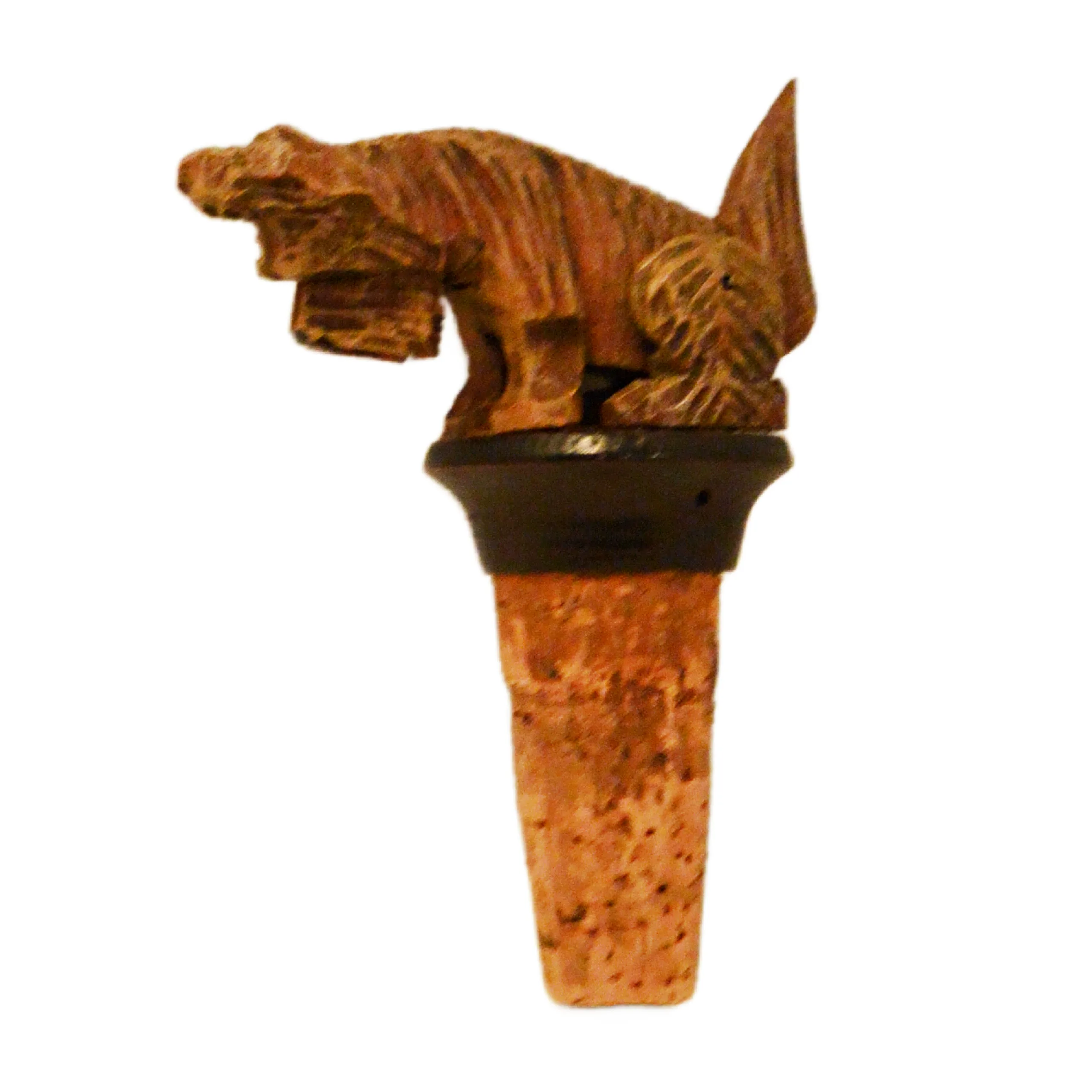 Antique Italian ANRI Hand-Carved Wood Terrier - Mechanical Movement Bottle Stopper - Image 4