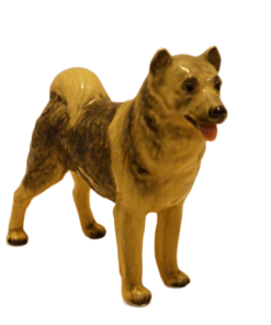 Rare Large-Scale Mortens Studio Norwegian Elkhound Figurine – 5.5" Mid-Century Animalier