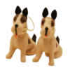 Vintage 1950s German Mohair Wire Fox Terrier Pair - Matched Set with Ribbon Collars