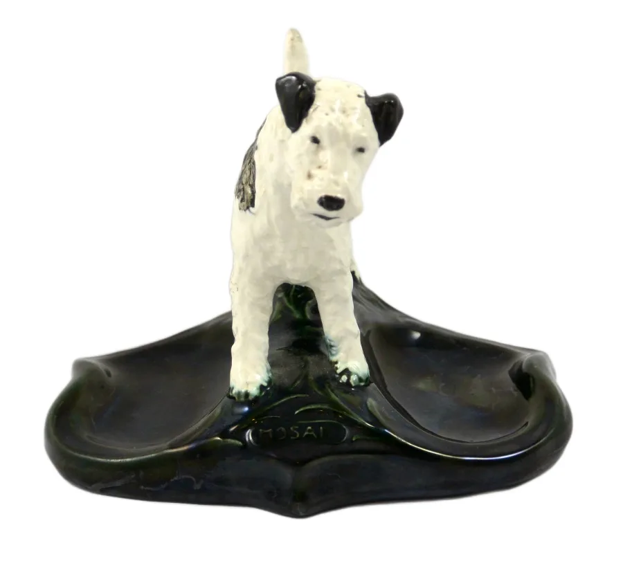 Vintage Mosaic Tile Co. Wire Fox Terrier Ceramic Valet Tray - Zanesville, Ohio