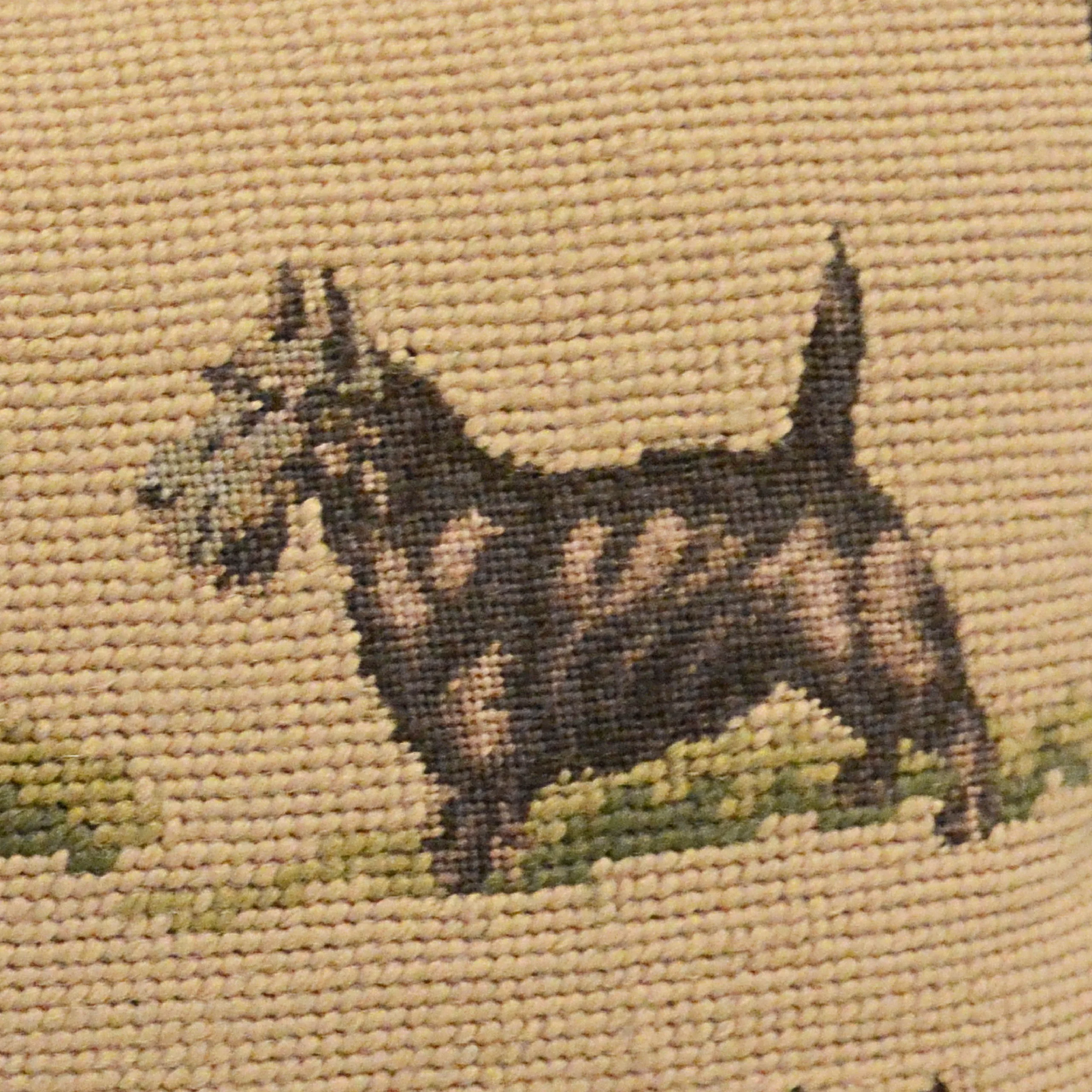 Vintage Wool "Four Terriers" Needlepoint & Petit Point Pillow - Image 4