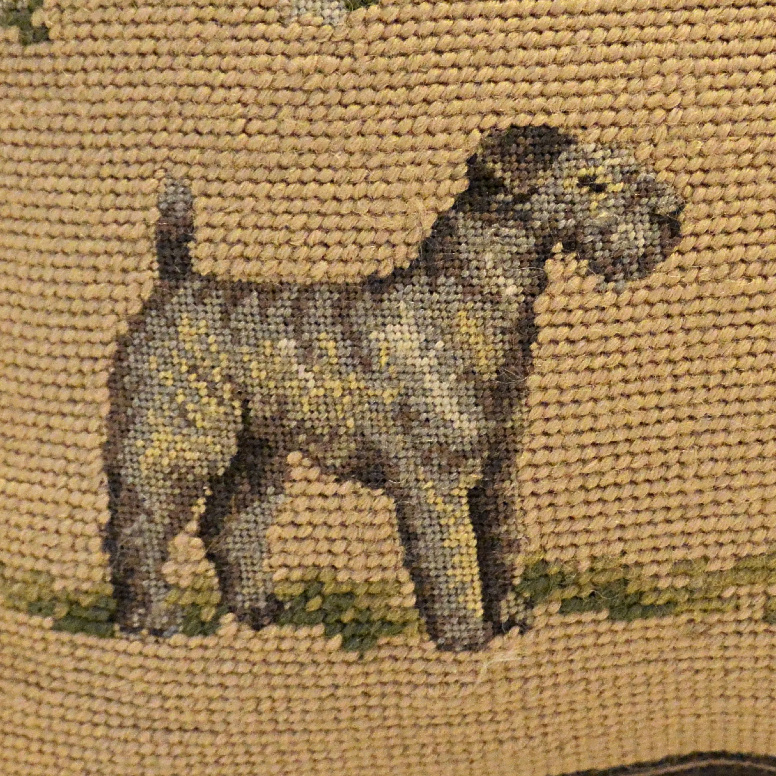 Vintage Wool "Four Terriers" Needlepoint & Petit Point Pillow - Image 5