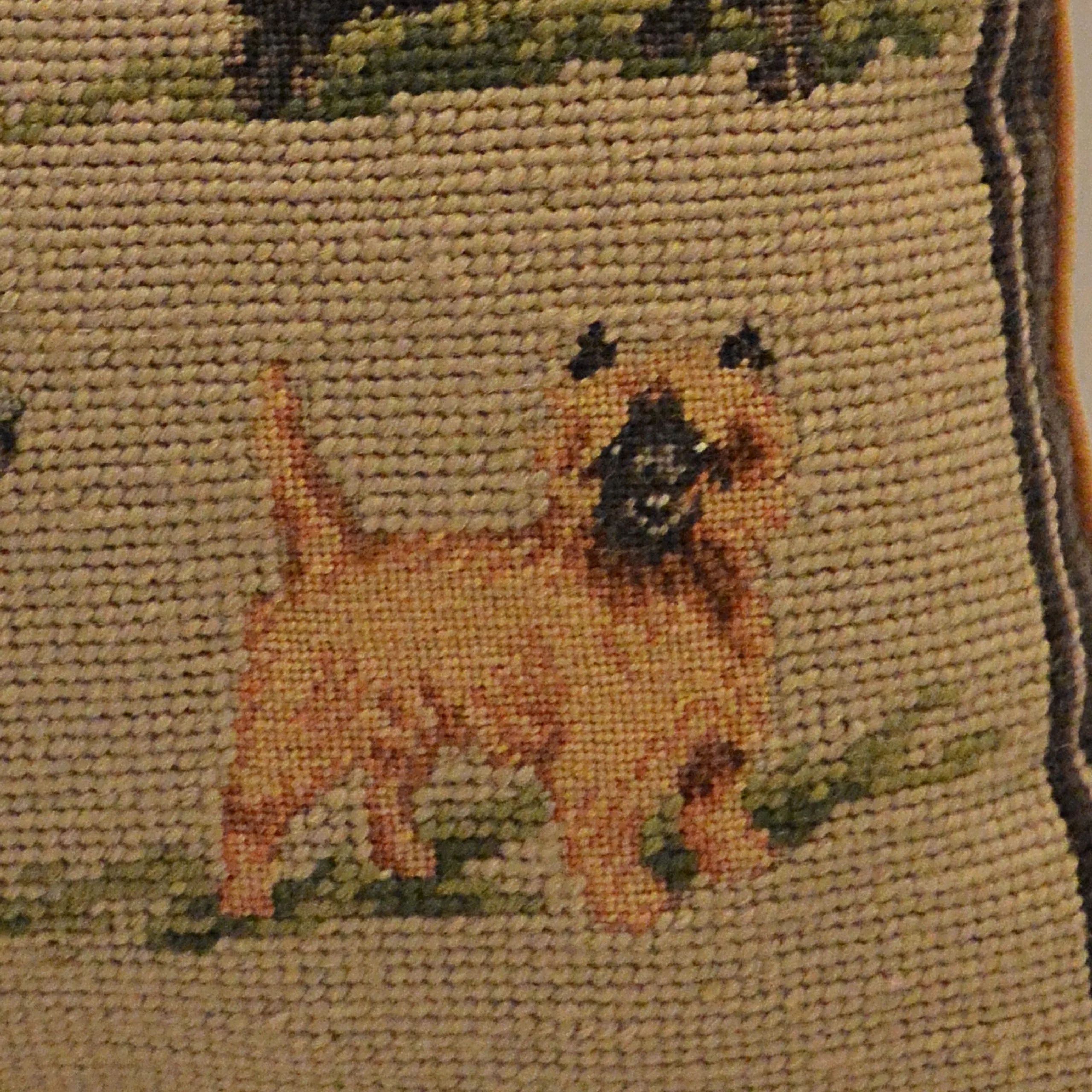 Vintage Wool "Four Terriers" Needlepoint & Petit Point Pillow - Image 6