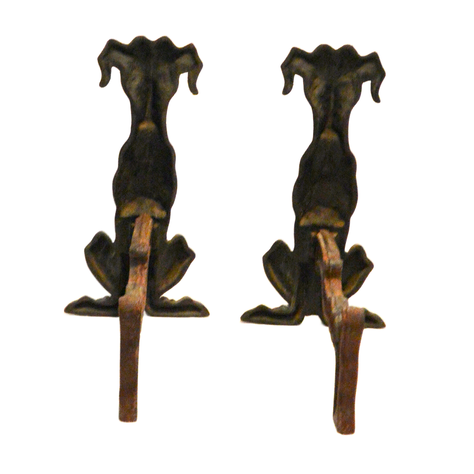 Art Deco Greyhound Cast Iron Andirons – Authentic 1930s Streamline Pair - Image 5