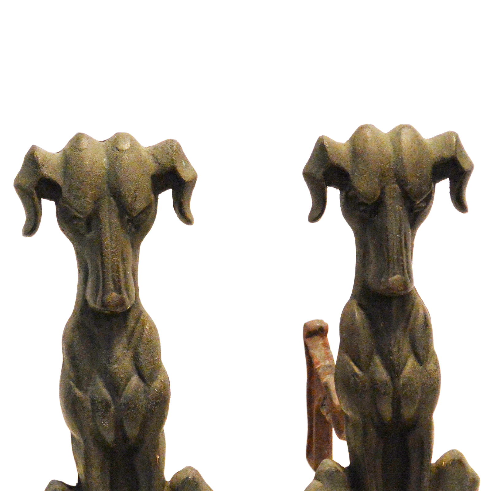 Art Deco Greyhound Cast Iron Andirons – Authentic 1930s Streamline Pair - Image 3