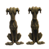 Art Deco Greyhound Cast Iron Andirons &ndash; Authentic 1930s Streamline Pair
