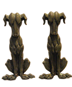 Art Deco Greyhound Cast Iron Andirons – Authentic 1930s Streamline Pair
