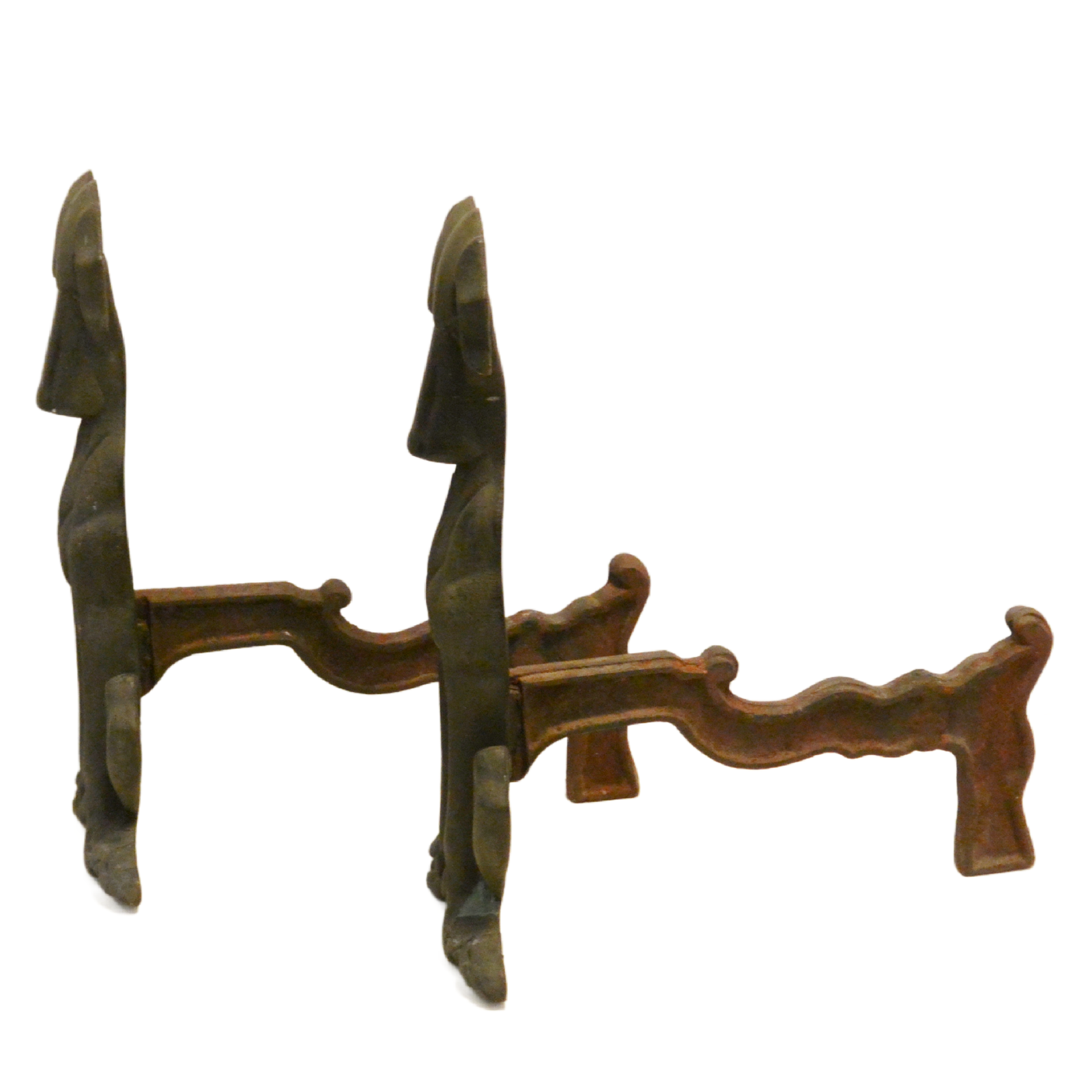 Art Deco Greyhound Cast Iron Andirons – Authentic 1930s Streamline Pair - Image 6