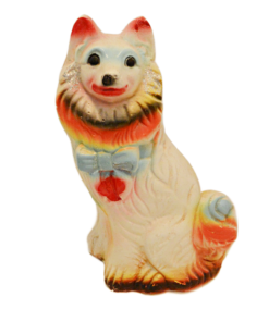 Vintage Carnival Chalkware Spitz/Pomeranian/Samoyed Dog &ndash; 11" Mid-Century Midway Prize