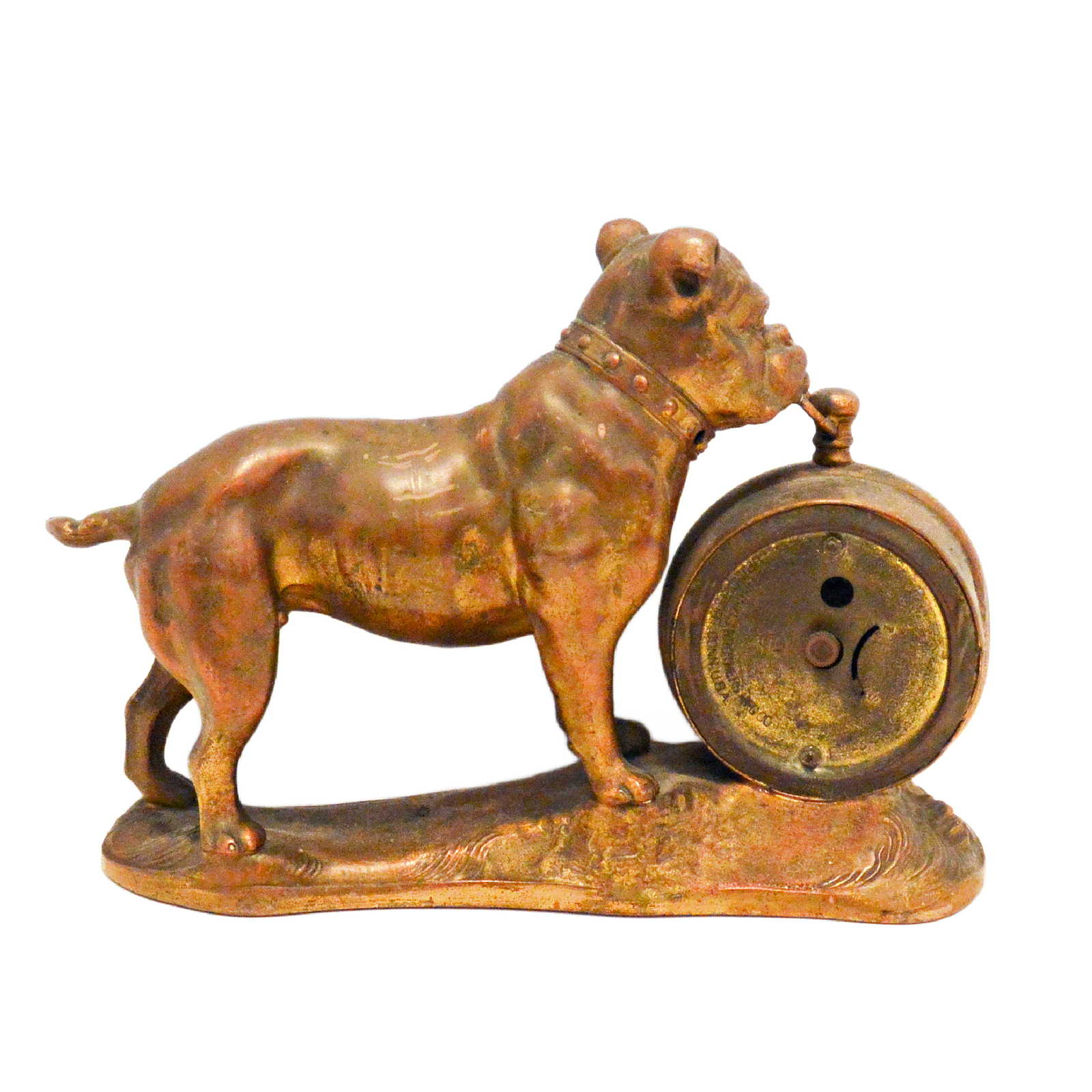 Antique Cast Bronze Patina Bulldog Mantel Clock – Turn of the Century Figural Stand - Image 5