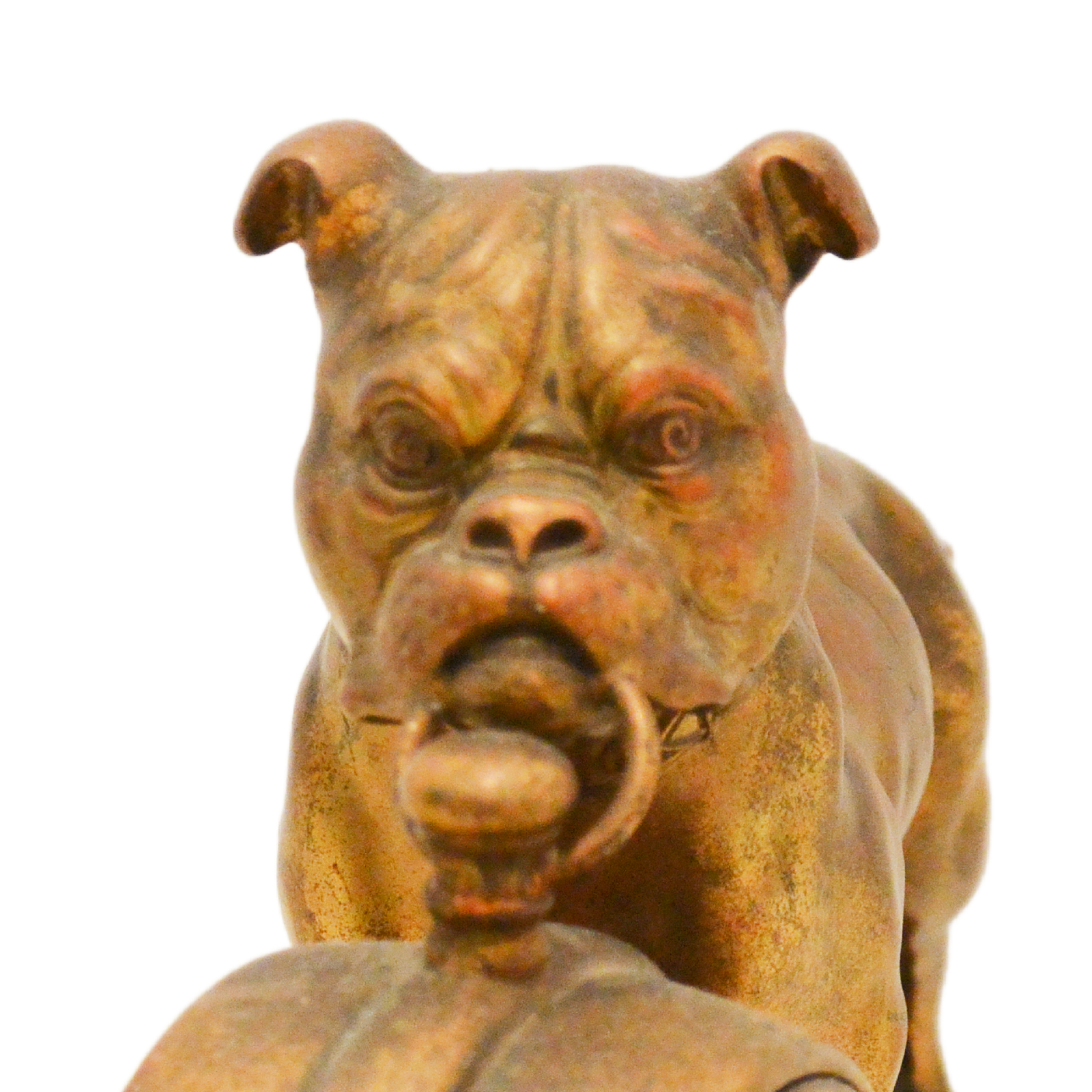 Antique Cast Bronze Patina Bulldog Mantel Clock – Turn of the Century Figural Stand - Image 6