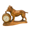 Antique Cast Bronze Patina Bulldog Mantel Clock &ndash; Turn of the Century Figural Stand