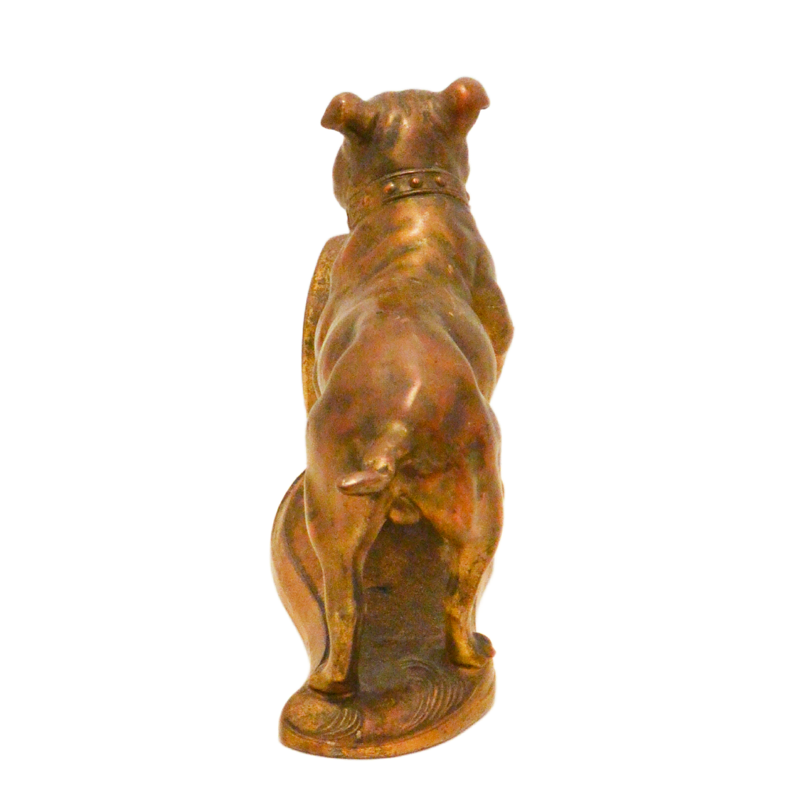 Antique Cast Bronze Patina Bulldog Mantel Clock – Turn of the Century Figural Stand - Image 9