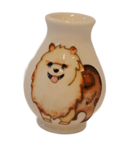 Alternative view of Moorcroft Pottery Miniature Pomeranian Vase – 2019 Tubelined Ceramic Pomeranian Art – Luxury Dog Collectible
