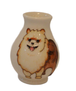 Moorcroft Pottery Miniature Pomeranian Vase – 2019 Tubelined Ceramic Pomeranian Art – Luxury Dog Collectible