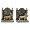 Antique Jennings Brothers Scottish Terrier Cast Metal "Gothic Gate" Bookends – Pair
