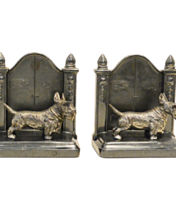 Antique Jennings Brothers Scottish Terrier Cast Metal "Gothic Gate" Bookends – Pair