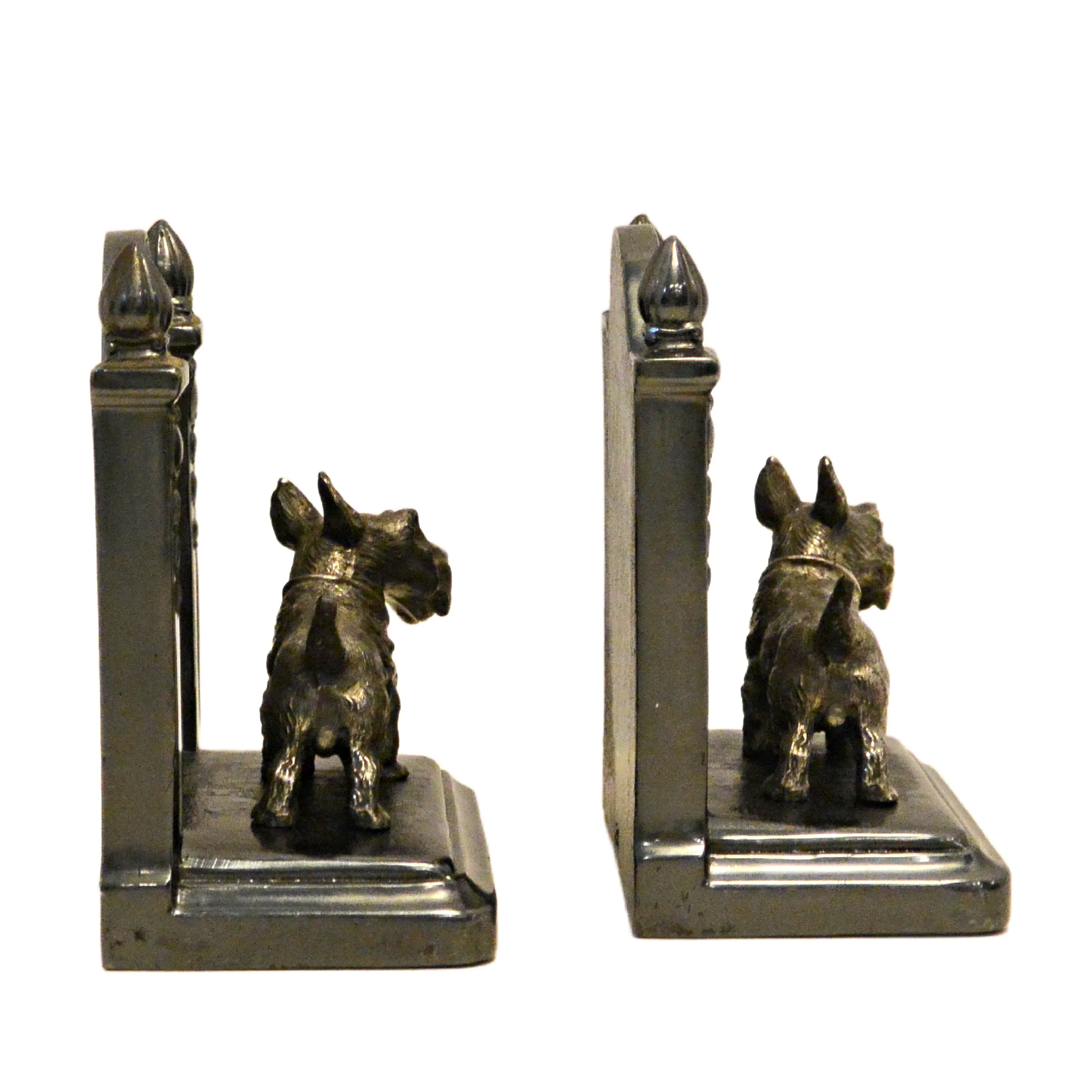 Antique Jennings Brothers Scottish Terrier Cast Metal "Gothic Gate" Bookends &ndash; Pair - Image 3