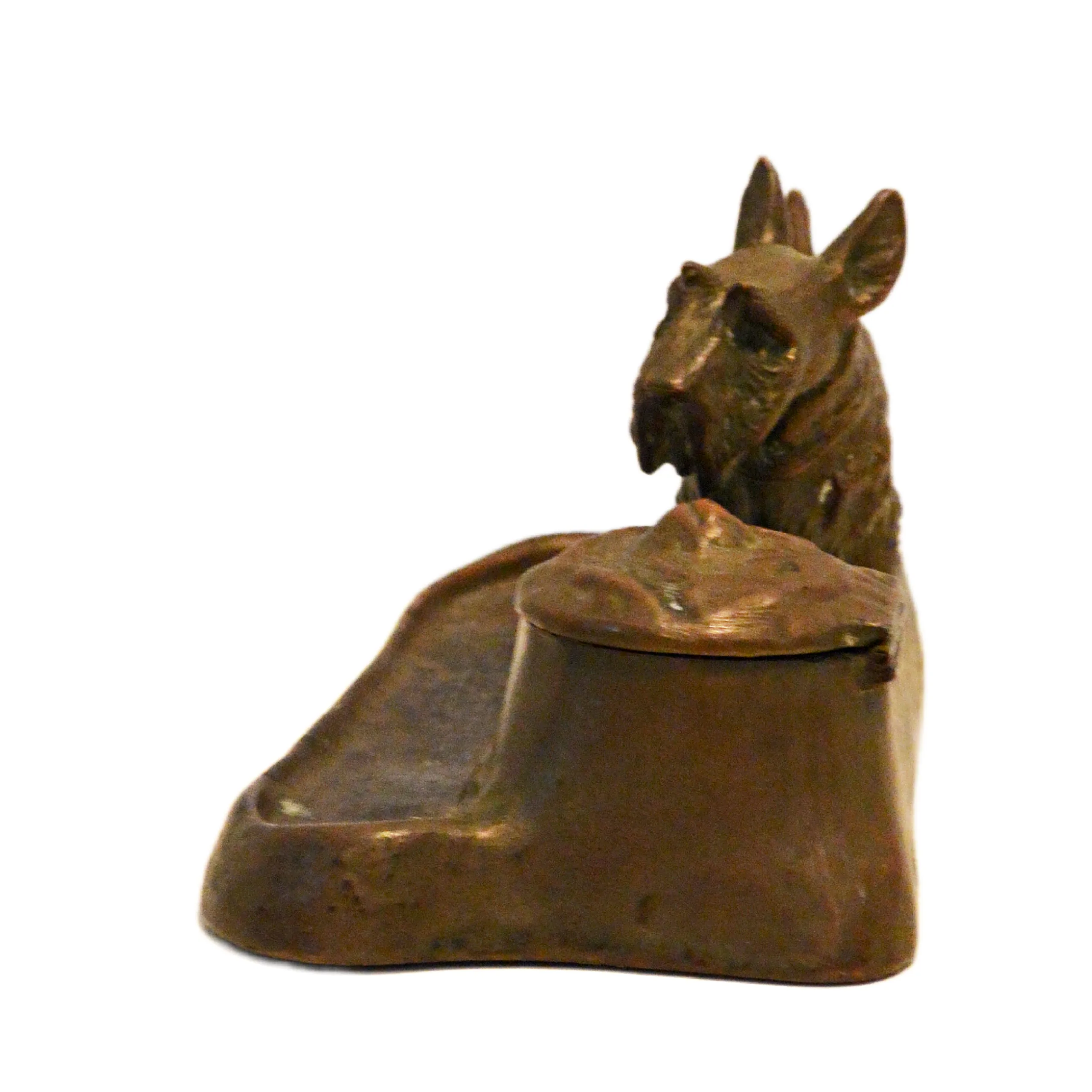 Antique Jennings Brothers Scottish Terrier Cast Bronze Inkwell & Pen Tray &ndash; Circa 1920 - Image 7