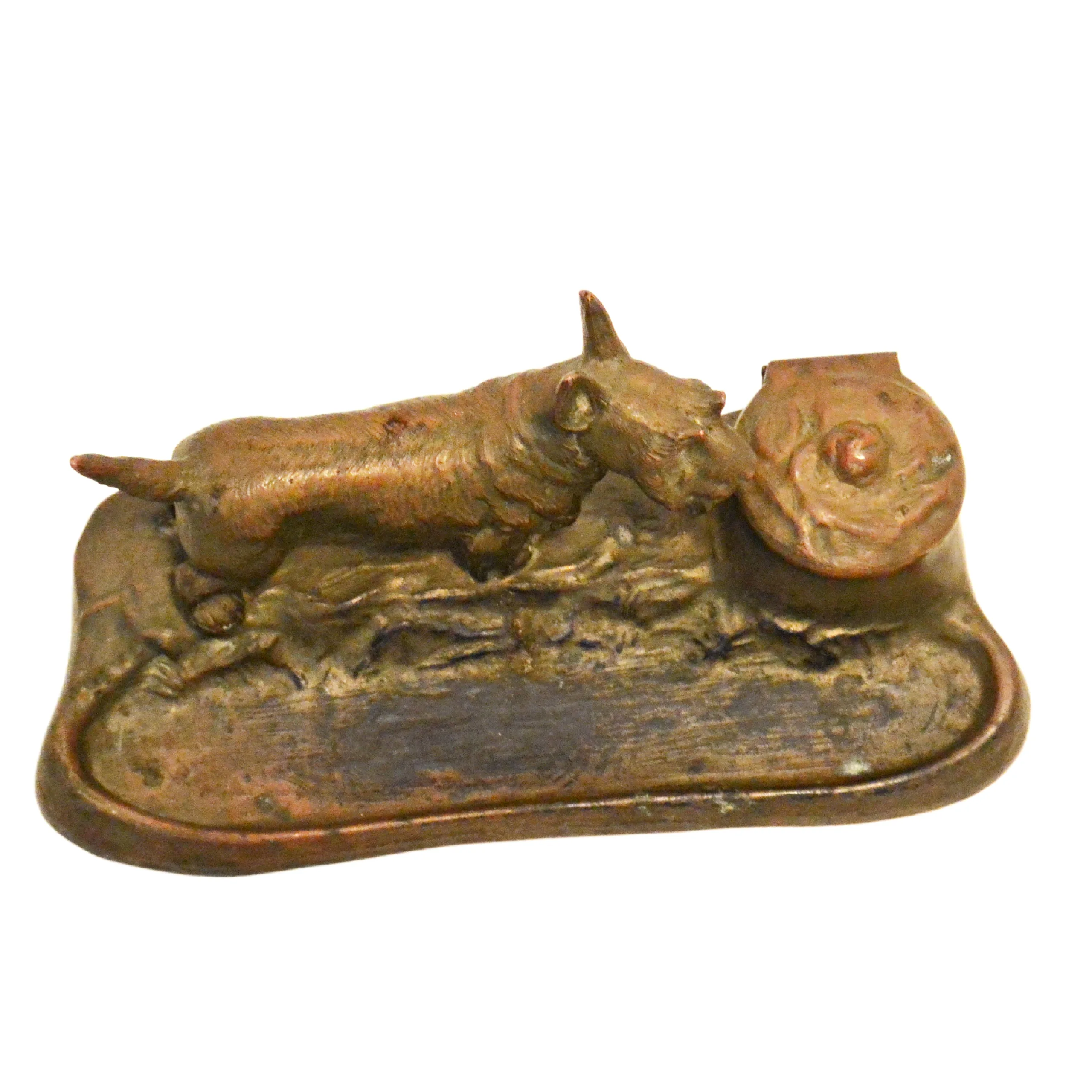 Antique Jennings Brothers Scottish Terrier Cast Bronze Inkwell & Pen Tray &ndash; Circa 1920 - Image 11