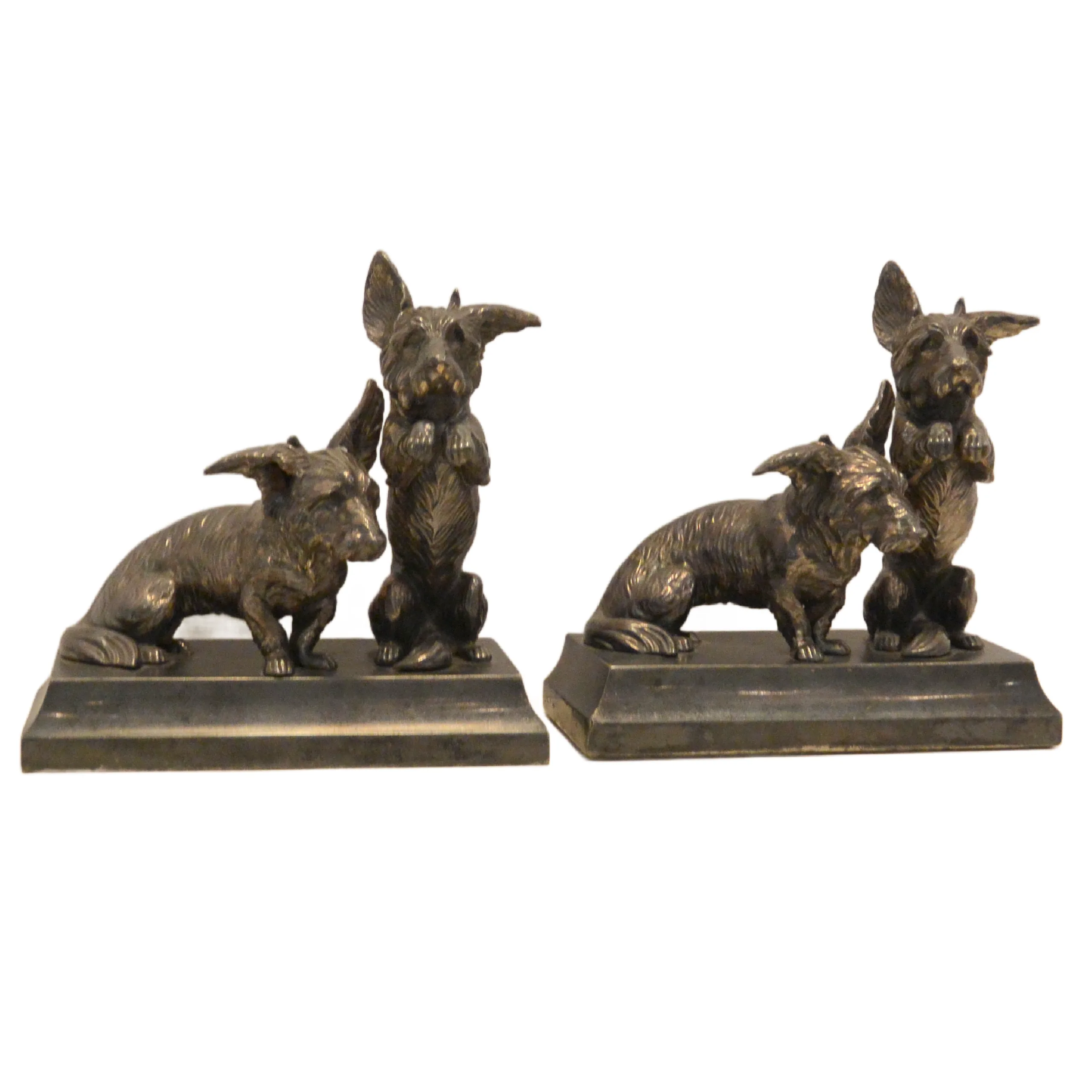 Antique Jennings Brothers Scottish Terrier Cast Bronze Bookends &ndash; Rare Begging Pair - Image 6