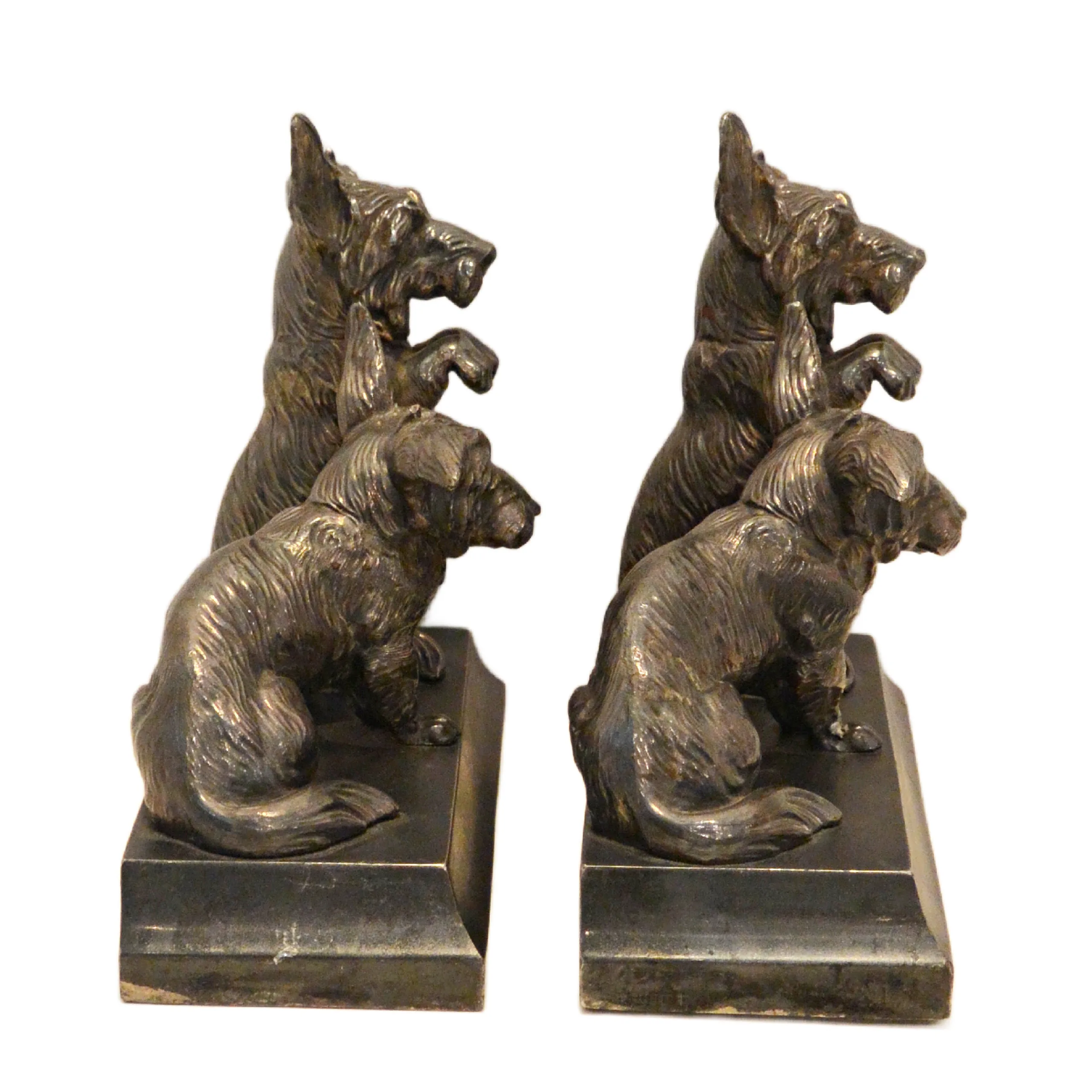 Antique Jennings Brothers Scottish Terrier Cast Bronze Bookends &ndash; Rare Begging Pair - Image 5
