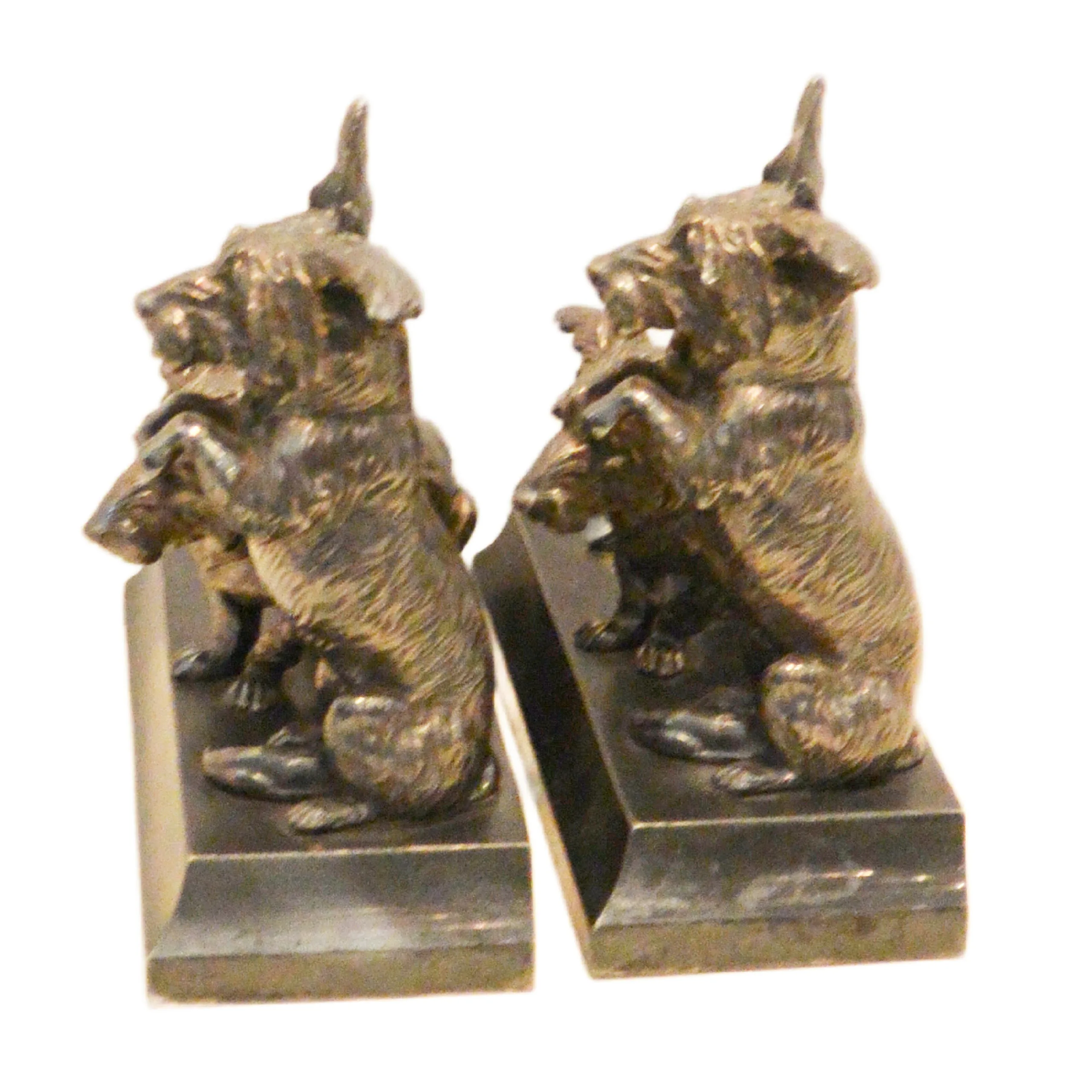 Antique Jennings Brothers Scottish Terrier Cast Bronze Bookends &ndash; Rare Begging Pair - Image 7