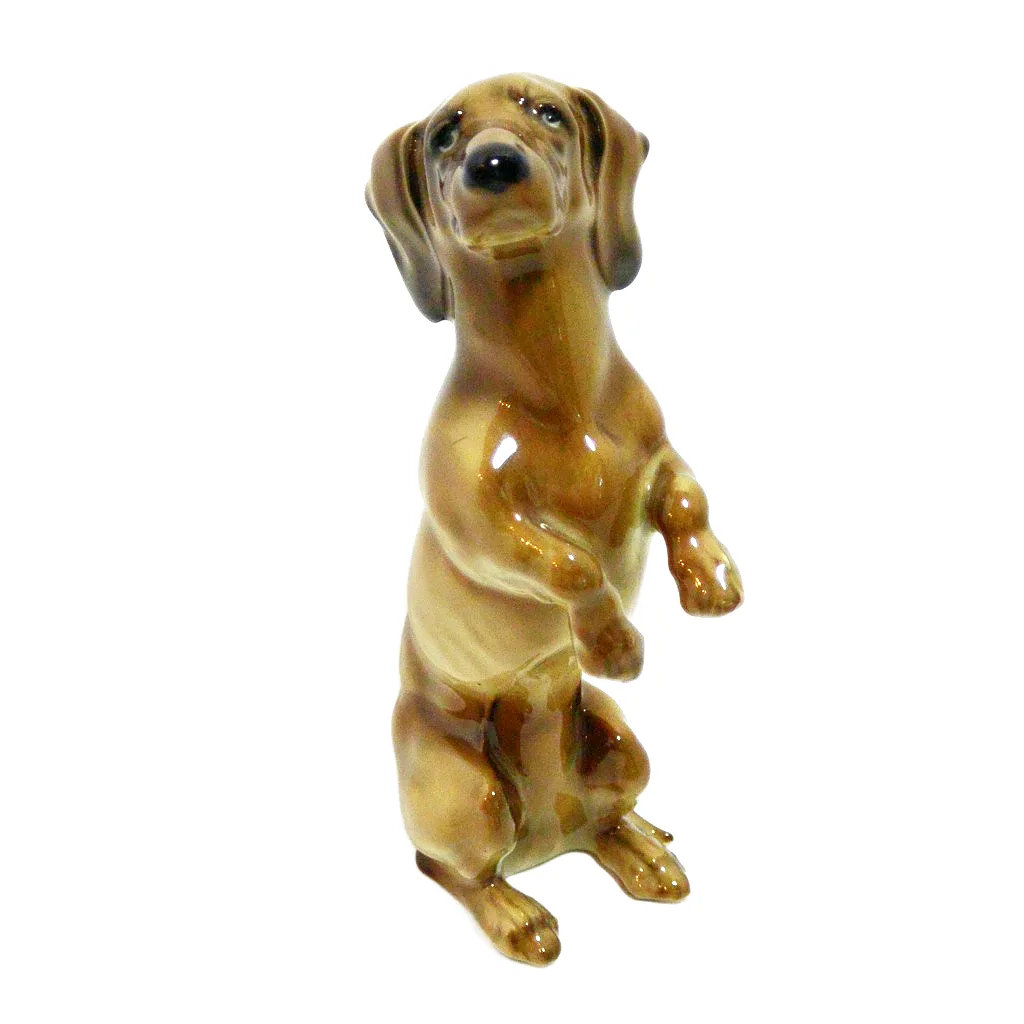 Vintage Hutschenreuther Germany Porcelain Begging Dachshund Figurine