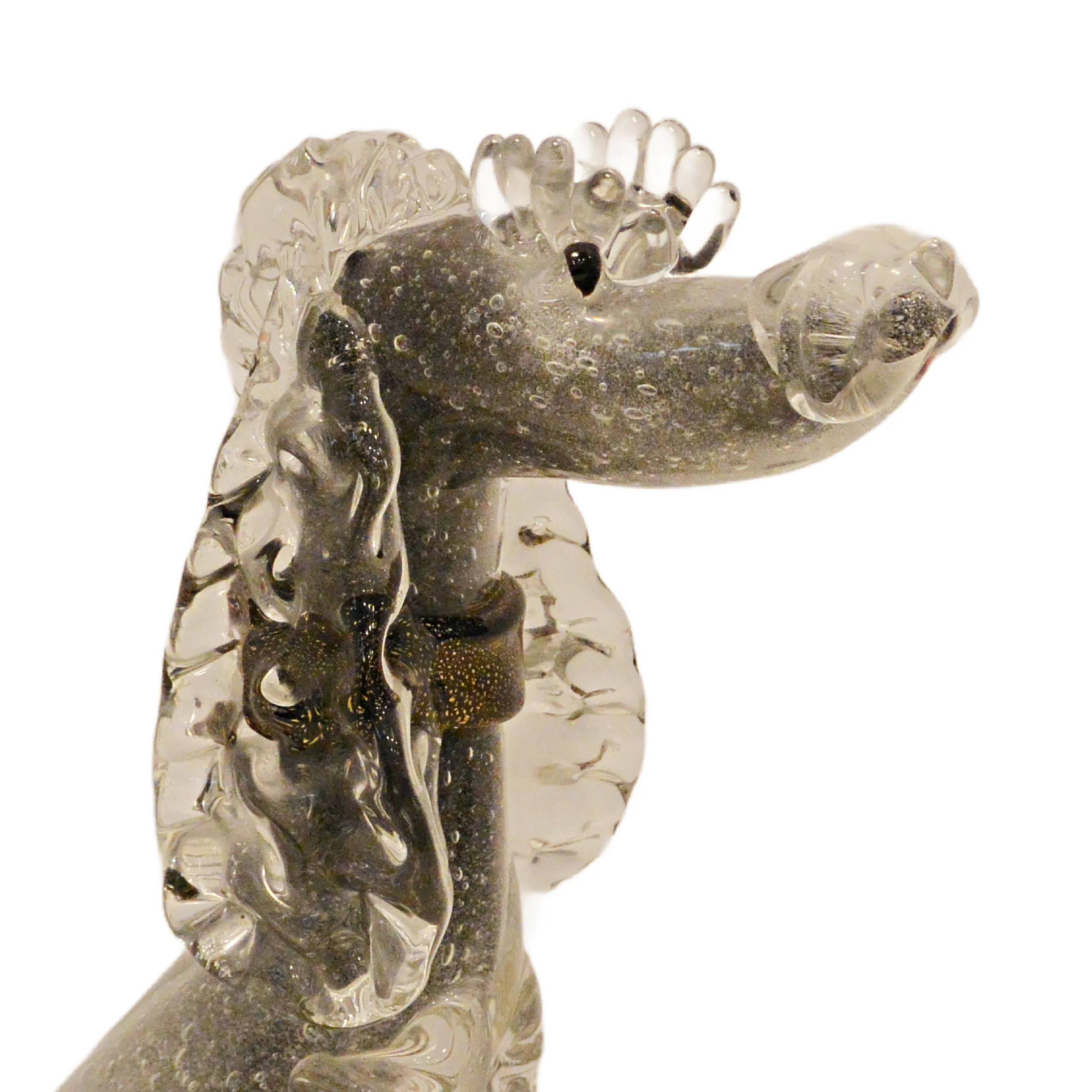 Vintage Italian Murano Art Glass Poodle Sculpture &ndash; Gold Aventurine & Bullicante Bubbles &ndash; Circa 1950s - Image 3