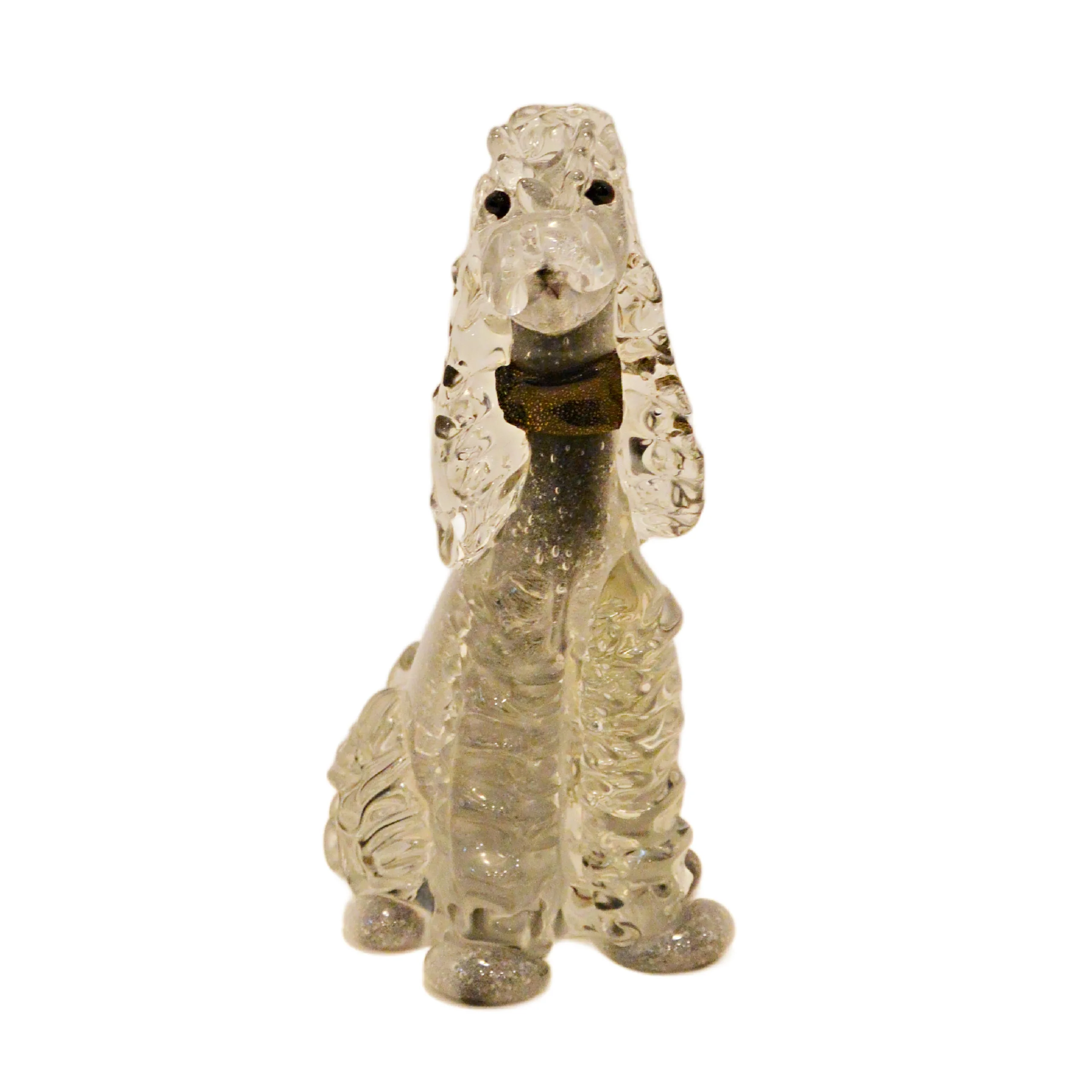Vintage Italian Murano Art Glass Poodle Sculpture &ndash; Gold Aventurine & Bullicante Bubbles &ndash; Circa 1950s - Image 5