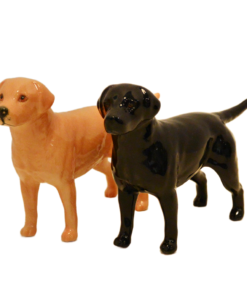 Pair of Vintage Beswick England Labrador Retriever Figurines &ndash; Black & Yellow Labs