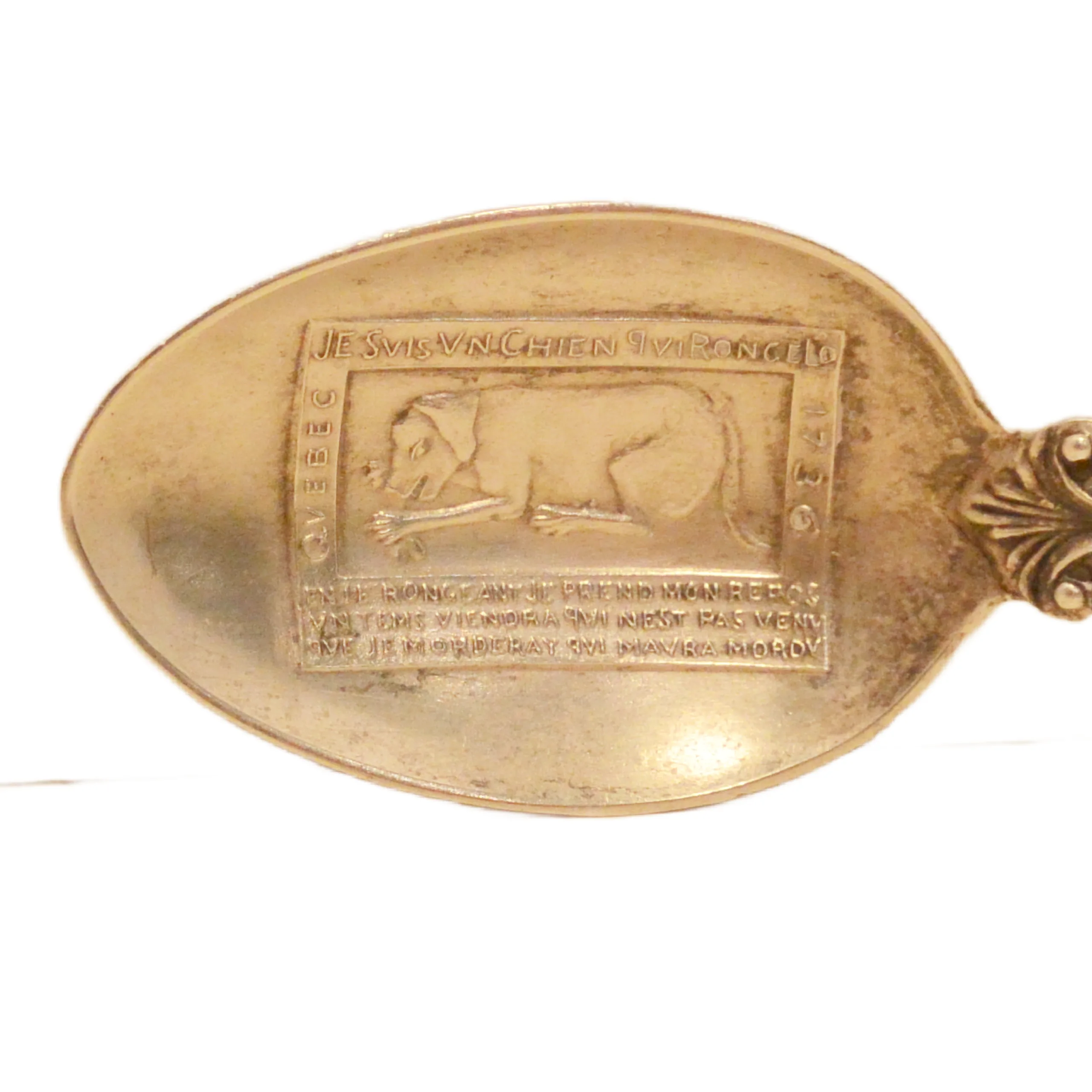 Rare Antique Le Chien d'Or Quebec Sterling Silver Souvenir Spoon, Fleur-de-Lis Animalier Collectible Flatware - Image 3