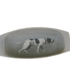 Rare Antique Porsgrund Norway Porcelain Pointer Dog Trinket Dish &ndash; Early Blue Anchor Mark c. 1890