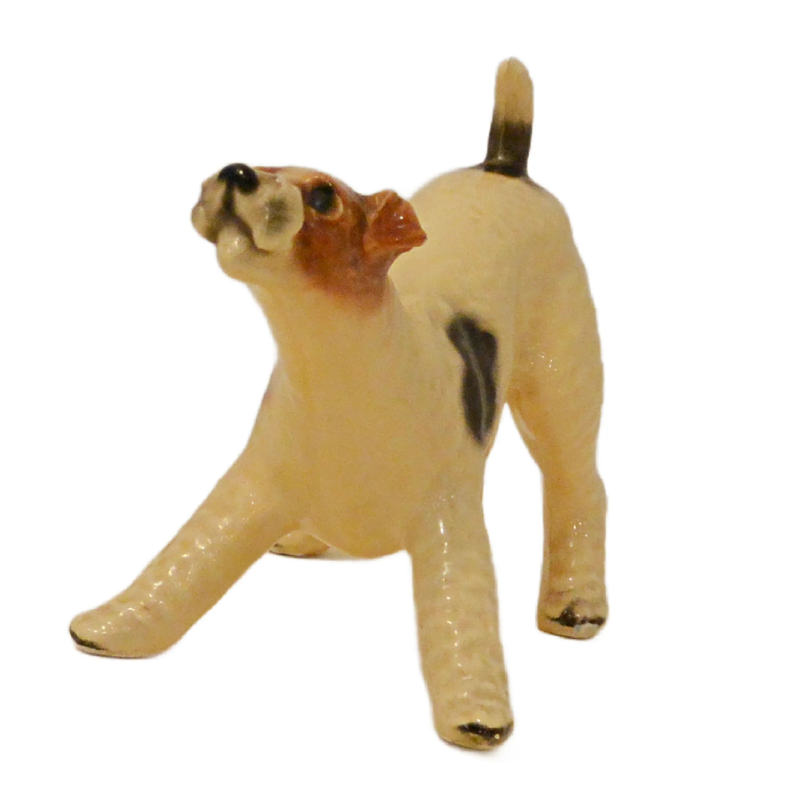 Rare Vintage Mortens Studio Pouncing Wire-Haired Fox Terrier Figurine – Flawless 1940s Play Bow Pose