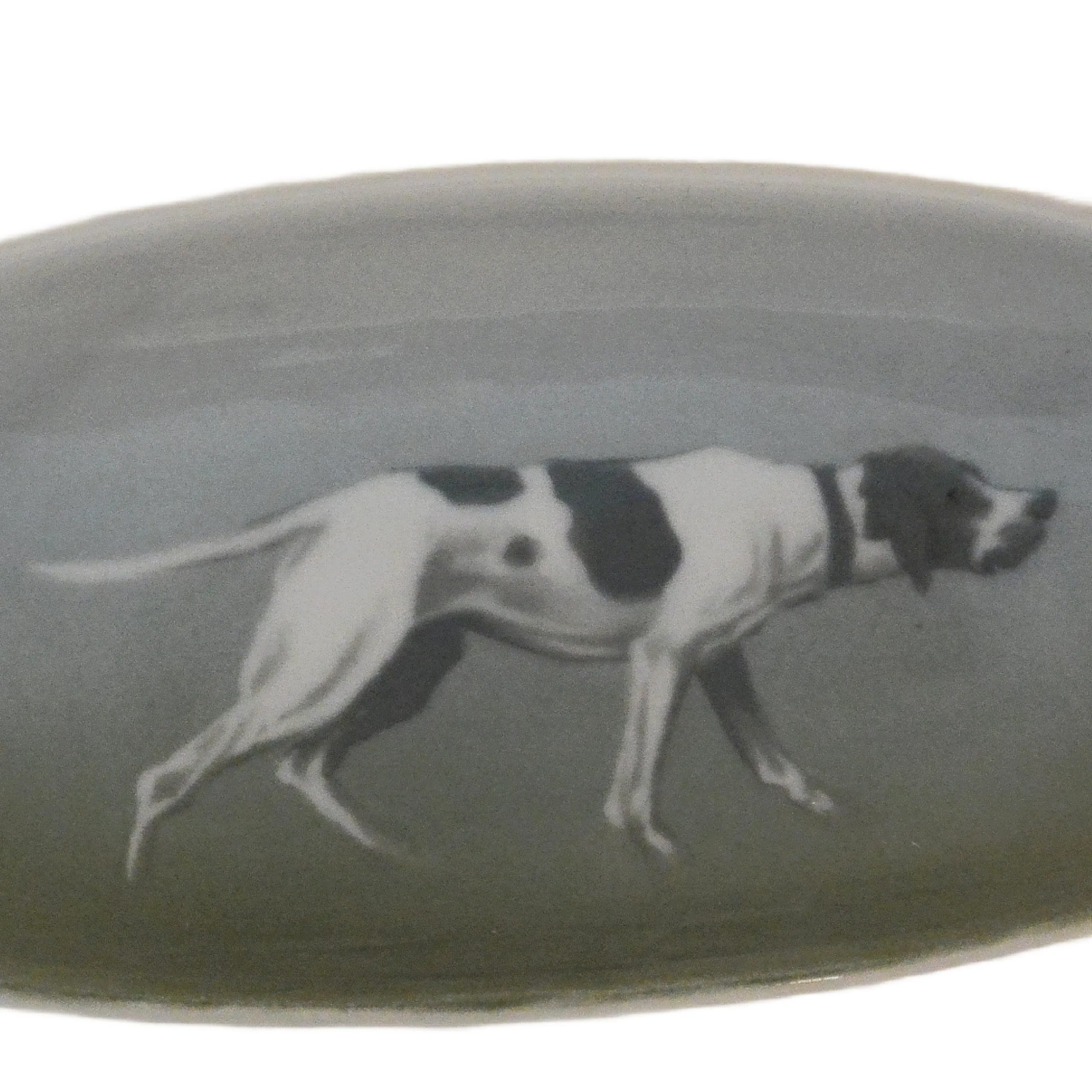 Rare Antique Porsgrund Norway Porcelain Pointer Dog Trinket Dish – Early Blue Anchor Mark c. 1890 - Image 4