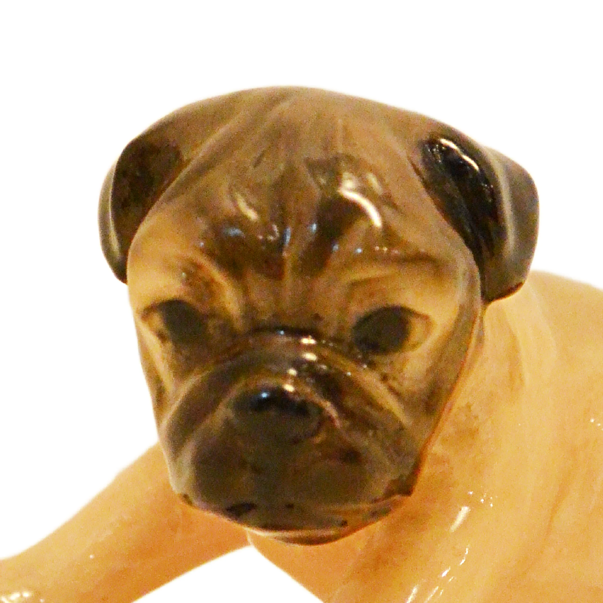 Vintage Mortens Studio Ceramic Resin Pug Puppy Figurine – Playful Bow Pose - Image 3