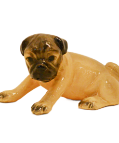 Vintage Mortens Studio Ceramic Resin Pug Puppy Figurine &ndash; Playful Bow Pose