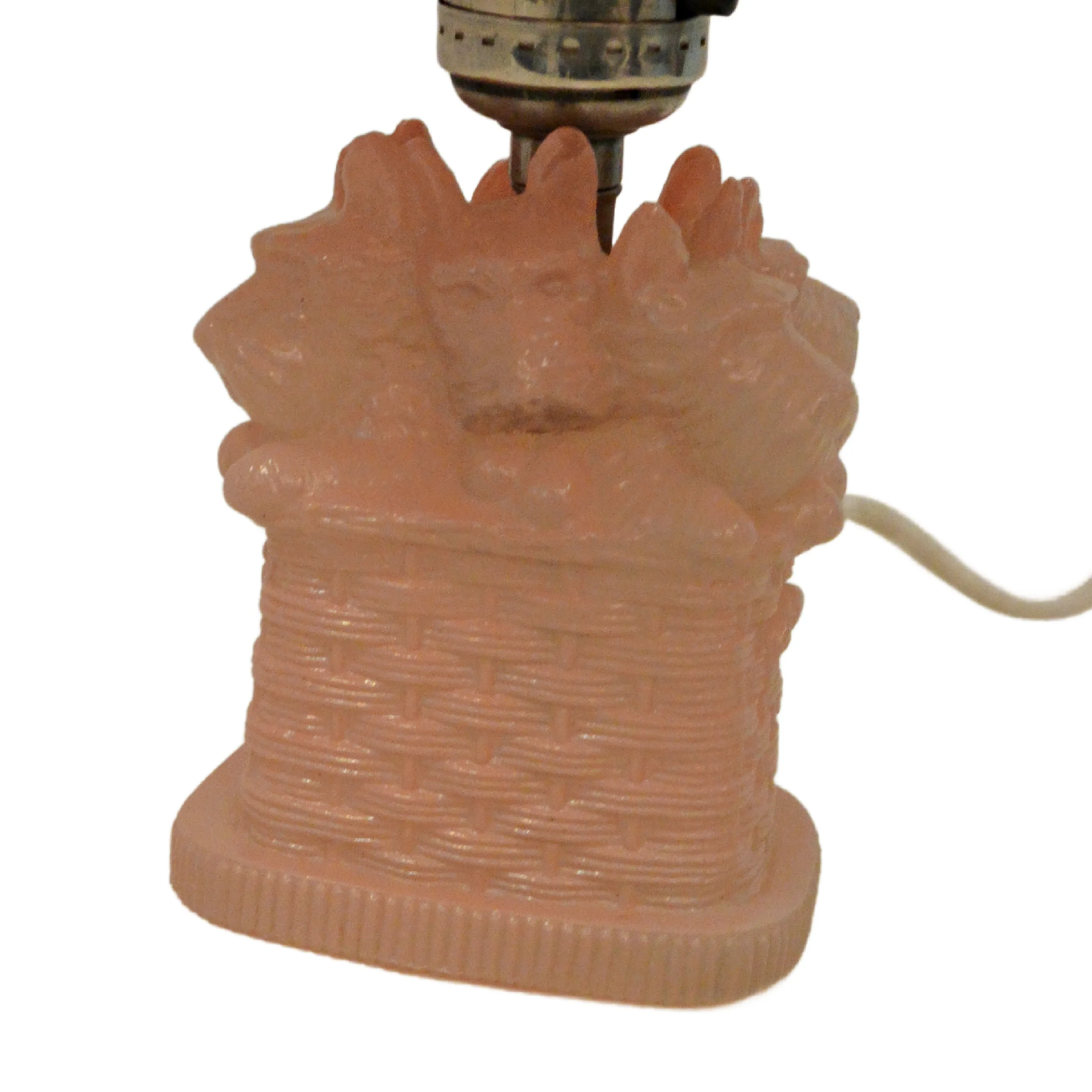 Rare Vintage 1930s L.E. Smith Pink Satin Glass Scottie Dogs in Basket Boudoir Lamp &ndash; Complete & Working - Image 4