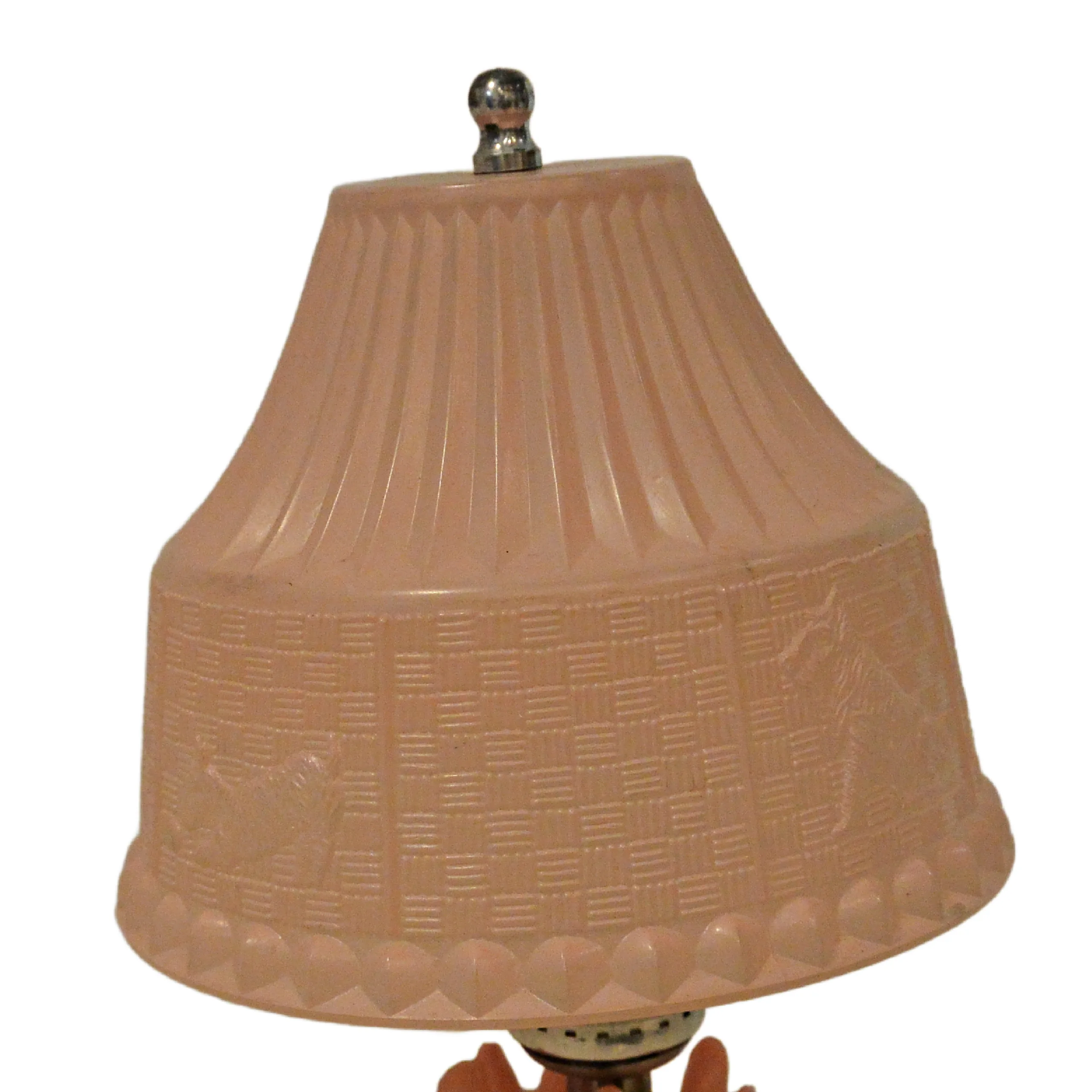 Rare Vintage 1930s L.E. Smith Pink Satin Glass Scottie Dogs in Basket Boudoir Lamp &ndash; Complete & Working - Image 3