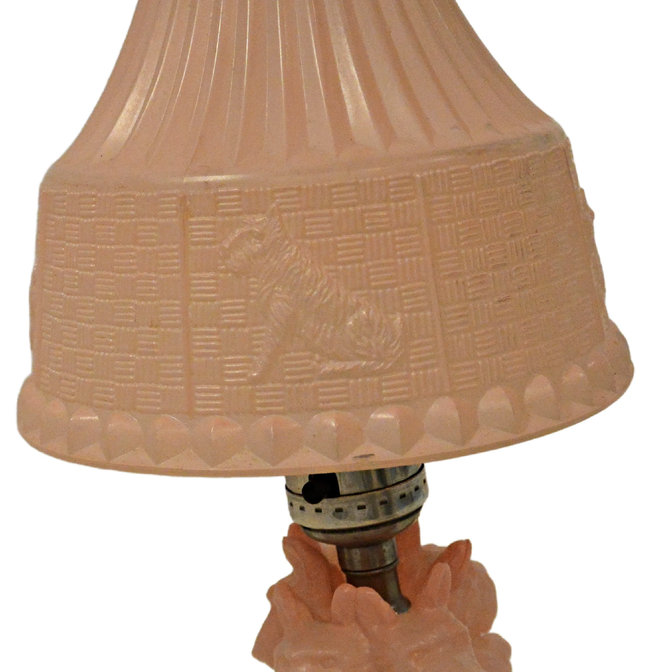 Rare Vintage 1930s L.E. Smith Pink Satin Glass Scottie Dogs in Basket Boudoir Lamp &ndash; Complete & Working - Image 6