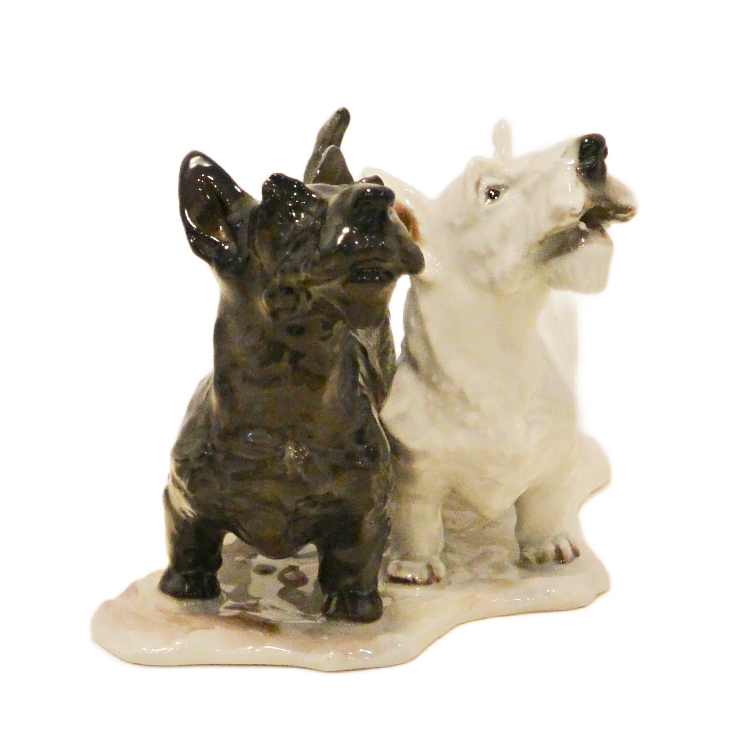 Vintage Rosenthal Germany Porcelain Black & White Scottish Terrier Pair Figurine &ndash; Circa 1940s&ndash;1950s - Image 3