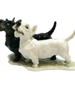 Vintage Rosenthal Germany Porcelain Black & White Scottish Terrier Pair Figurine – Circa 1940s–1950s