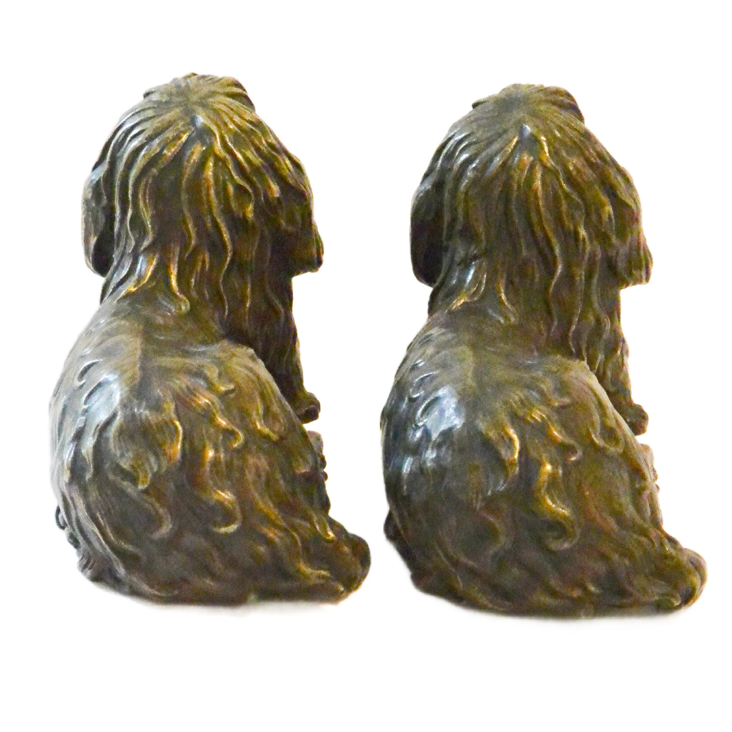 Antique Bronze Finish Cavalier King Charles Spaniel Shelf Sitter Dogs Pair &ndash; Circa Early 1900s - Image 5