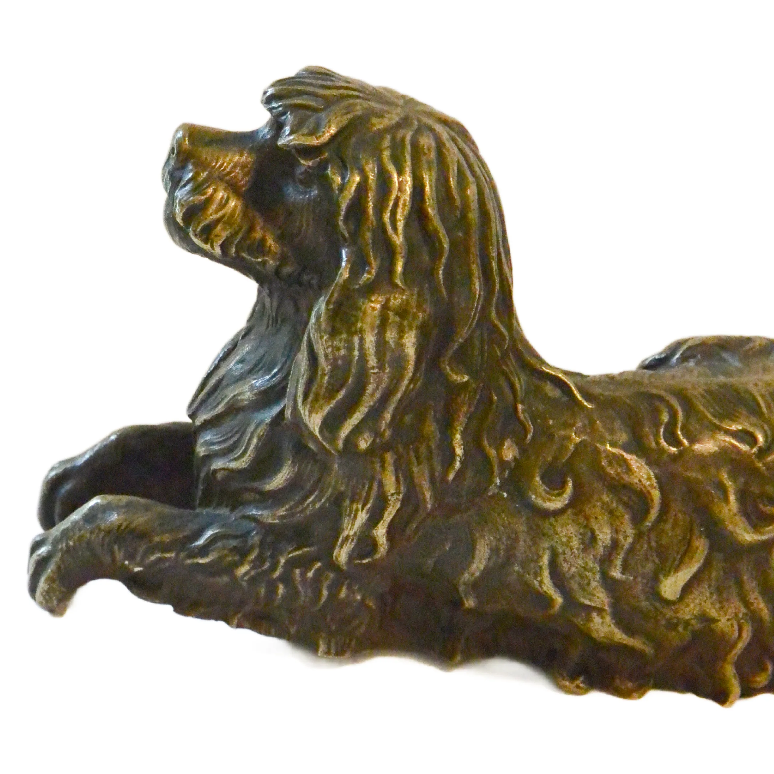Antique Bronze Finish Cavalier King Charles Spaniel Shelf Sitter Dogs Pair &ndash; Circa Early 1900s - Image 4