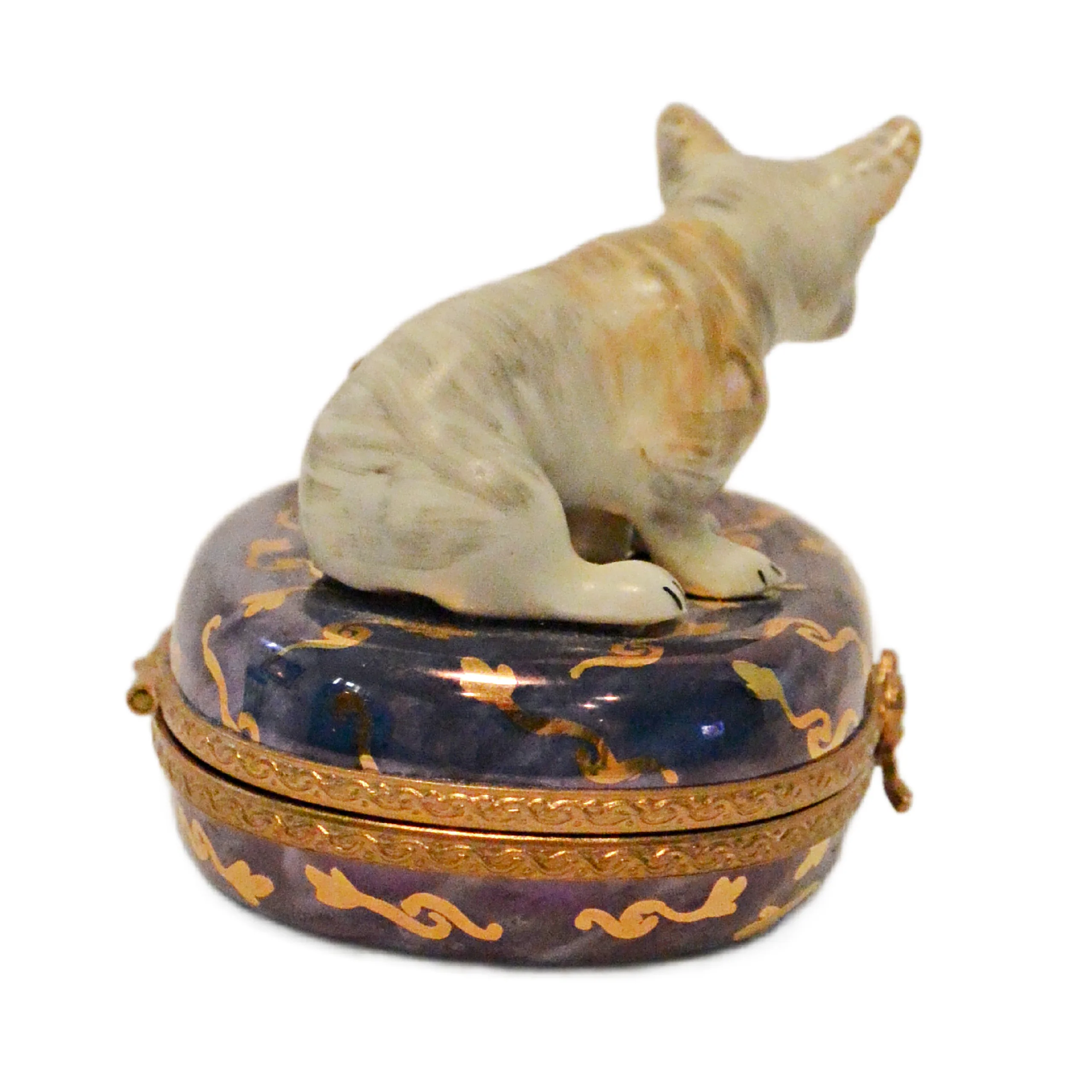 Vintage Rochard Limoges France French Bulldog & Ring Cushion Trinket Box &ndash; Peint Main - Image 7