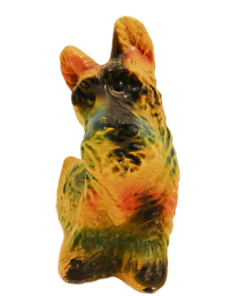 Vintage Carnival Chalkware Scottish Terrier Figurine with Glass Eyes