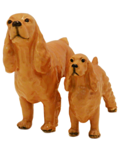 Vintage Mortens Studio Cocker Spaniel Adult and Puppy Figurine Pair