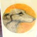 Original Saluki Dog Portrait Signed Jacques Rebour-ART-2141